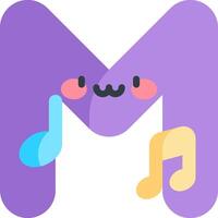 The letter m with a smiley face and musical notes vector
