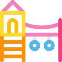 A colorful play structure with a ladder and a slide vector
