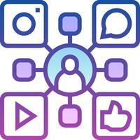 A person is surrounded by icons and social media vector