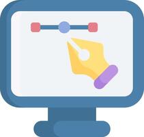 A computer monitor with a pen and a line vector