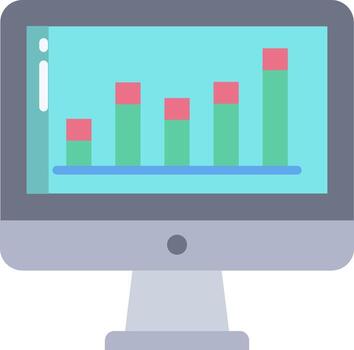 A computer monitor with a bar chart on it vector