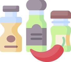 A bottle of hot sauce, a bottle of vinegar and a bottle of mustard vector