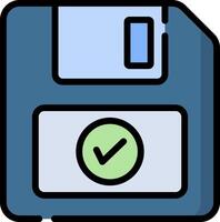 A floppy disk with a tick mark on it vector