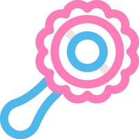 A pink and blue toothbrush with a flower on it vector