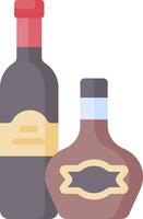 Two bottles of wine and a bottle of liquor vector