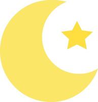 A yellow crescent with a star on it vector