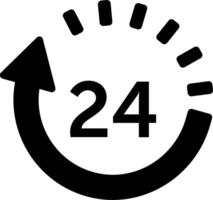 A black and white icon of a 24 hours clock vector