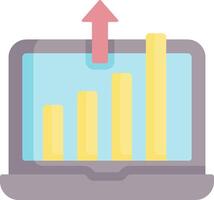 An illustration of a laptop with a bar chart vector