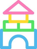 A colorful house with a roof and a tower vector