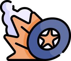 A cartoon car tire with a star on it vector