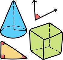 Various shapes and objects with different colors vector