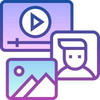 A purple and blue icon with a player and a picture vector