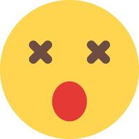 A yellow emoticion with two red eyes vector