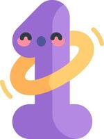 A purple number one with a yellow ring around it vector