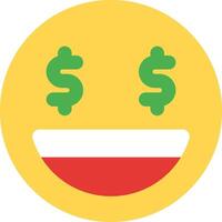 A smiley face with dollar signs on it vector