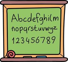 A chalkboard with the alphabet and numbers vector