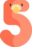 A cartoon bird with a mustache on the number five vector