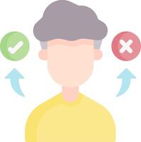 A man with a check mark and a cross next to him vector