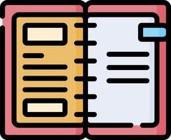 An open book with a note pad on it vector