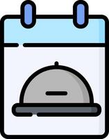 A calendar icon with a plate on top vector