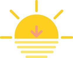 Sun icon with arrow pointing down vector