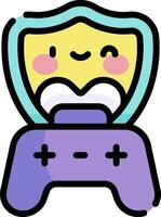 A cartoon character with a controller in its hand vector