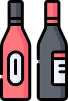 Two bottles of wine with the letter o on them vector