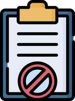 A clipboard with a no entry sign on it vector