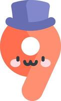 A cartoon number with a hat and a smile vector