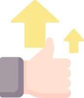 A hand with a thumb up and an arrow pointing up vector