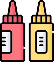 Two bottles of ketchup and mustard on a white background vector
