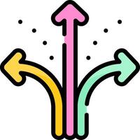 A colorful arrow pointing to the right and left vector