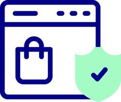 A shopping bag icon with a shield and a check mark vector