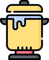 A yellow pot with a lid on it vector