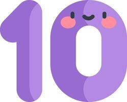 A purple number ten with a smiley face vector