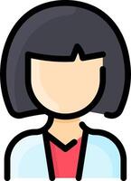 A woman with a black hair and a red shirt vector