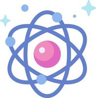 An atom symbol with a pink and blue ball vector