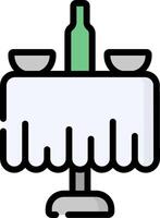 A table with a bottle and two bowls vector