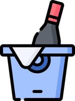 A bottle of wine in a bucket with a towel vector