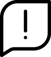 A black and white speech bubble with an exclamation mark vector