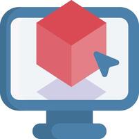 A computer screen with a cube on it vector