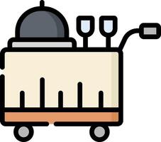 A cart with a table and a plate on it vector