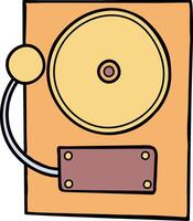 A cartoon record player with a yellow disc vector