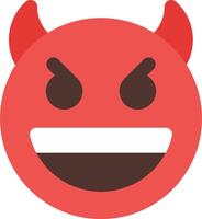 Devil emoji with horns and teeth vector