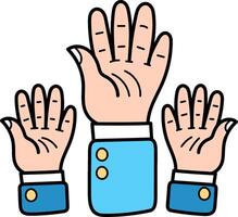Three hands with one raised up and two down vector