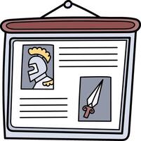 A poster with a sword and a shield on it vector