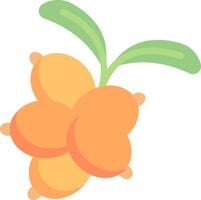 An orange fruit with leaves on it vector