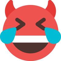 A red devil emoticion with a blue tongue vector
