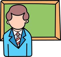 A teacher standing in front of a blackboard vector