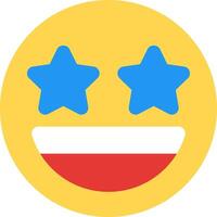 A smiley face with two blue stars on it vector